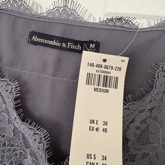 NEW WITH TAGS Abercrombie & Fitch Lace Camisole Dark Grey Size Medium RN75654 - Picture 2 of 5